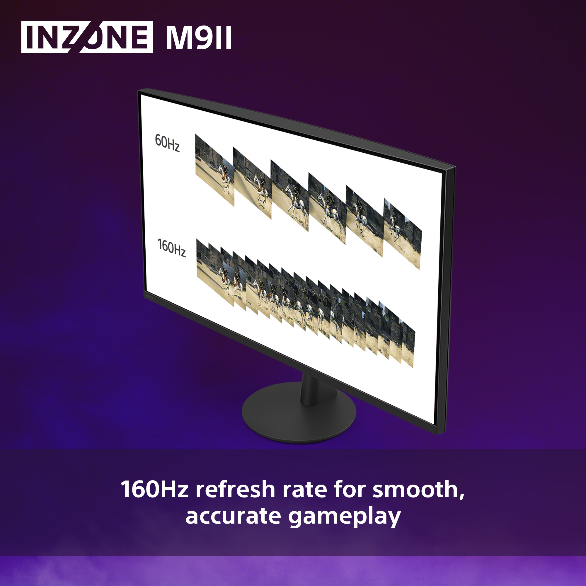 Monitor che mostra il confronto delle immagini, frequenze di aggiornamento a 60Hz e 160Hz.