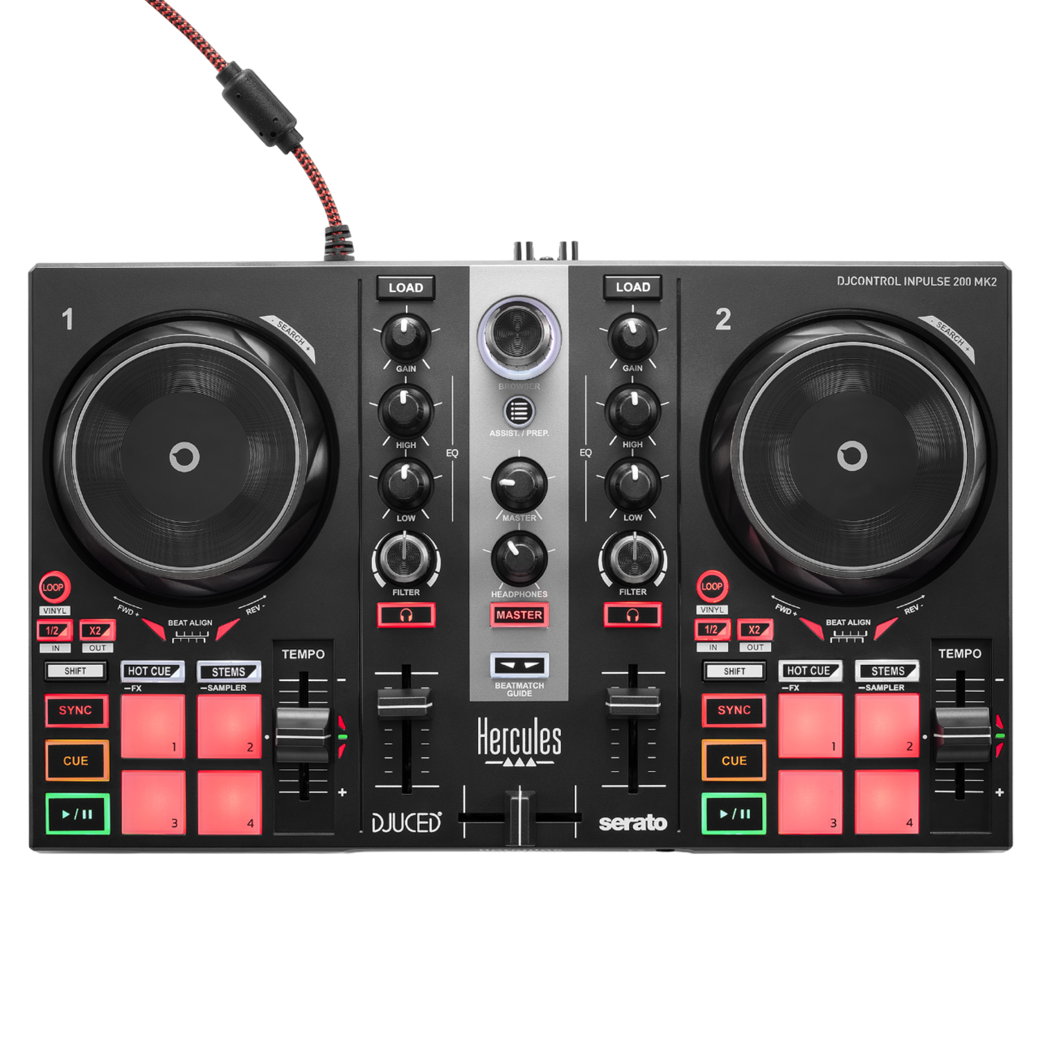 Hercules Dj Control Inpulse 200 Mk2 - Controller Serato Zwart afbeelding