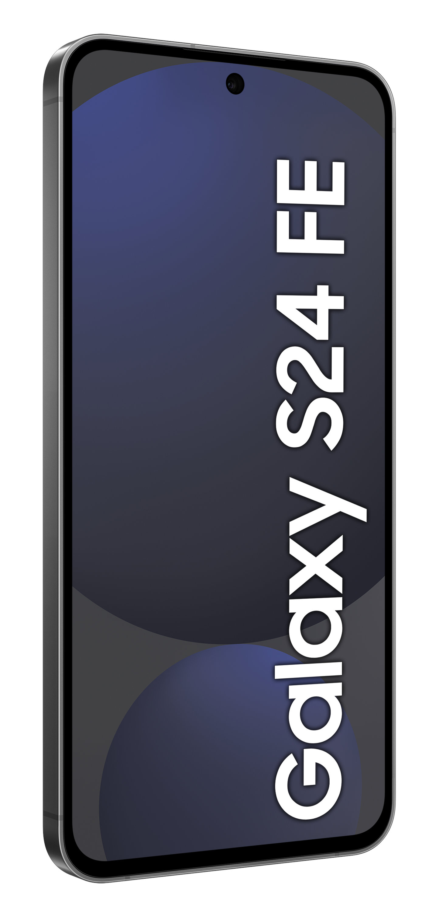 Nowy smartfon z ciemnym ekranem i nazwą Galaxy S24 FE.