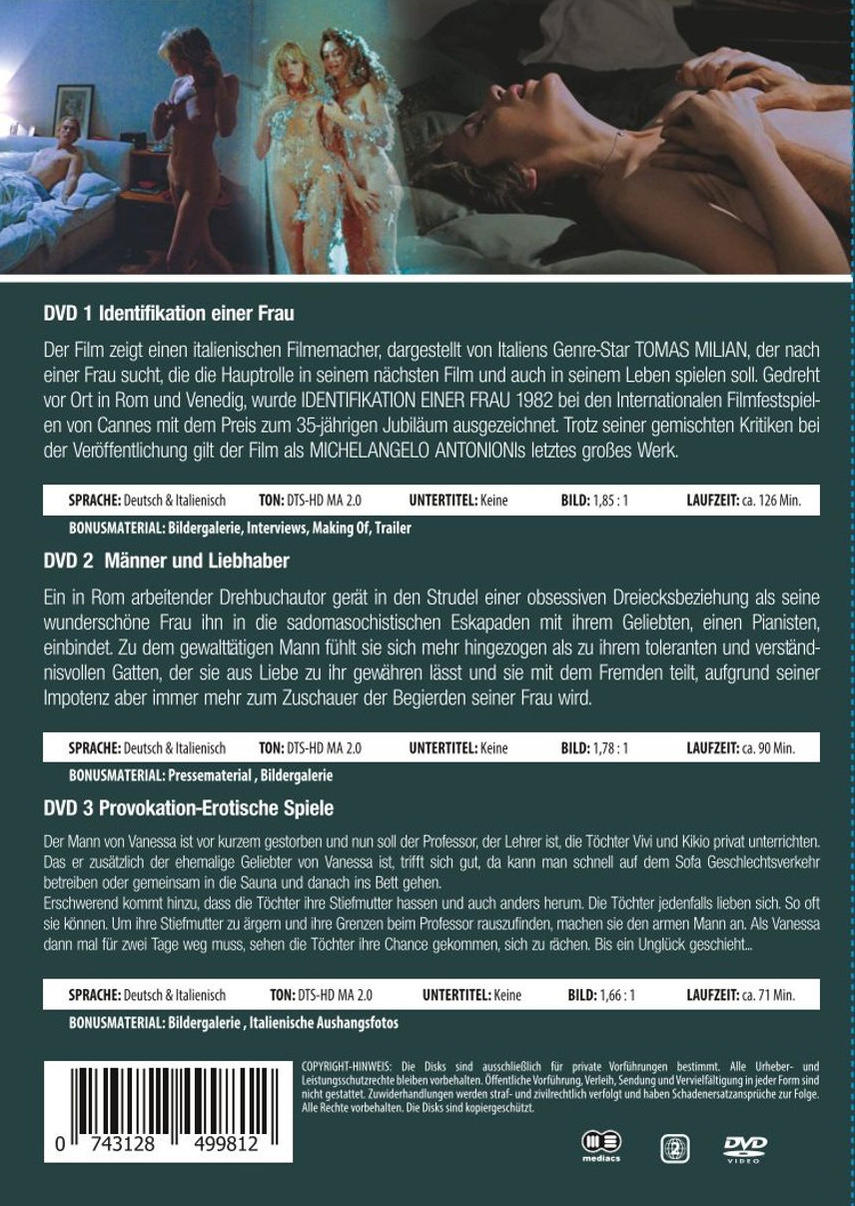 DVD-Cover mit Text auf Deutsch und Italienisch, Szenen aus einem Film zeigend.