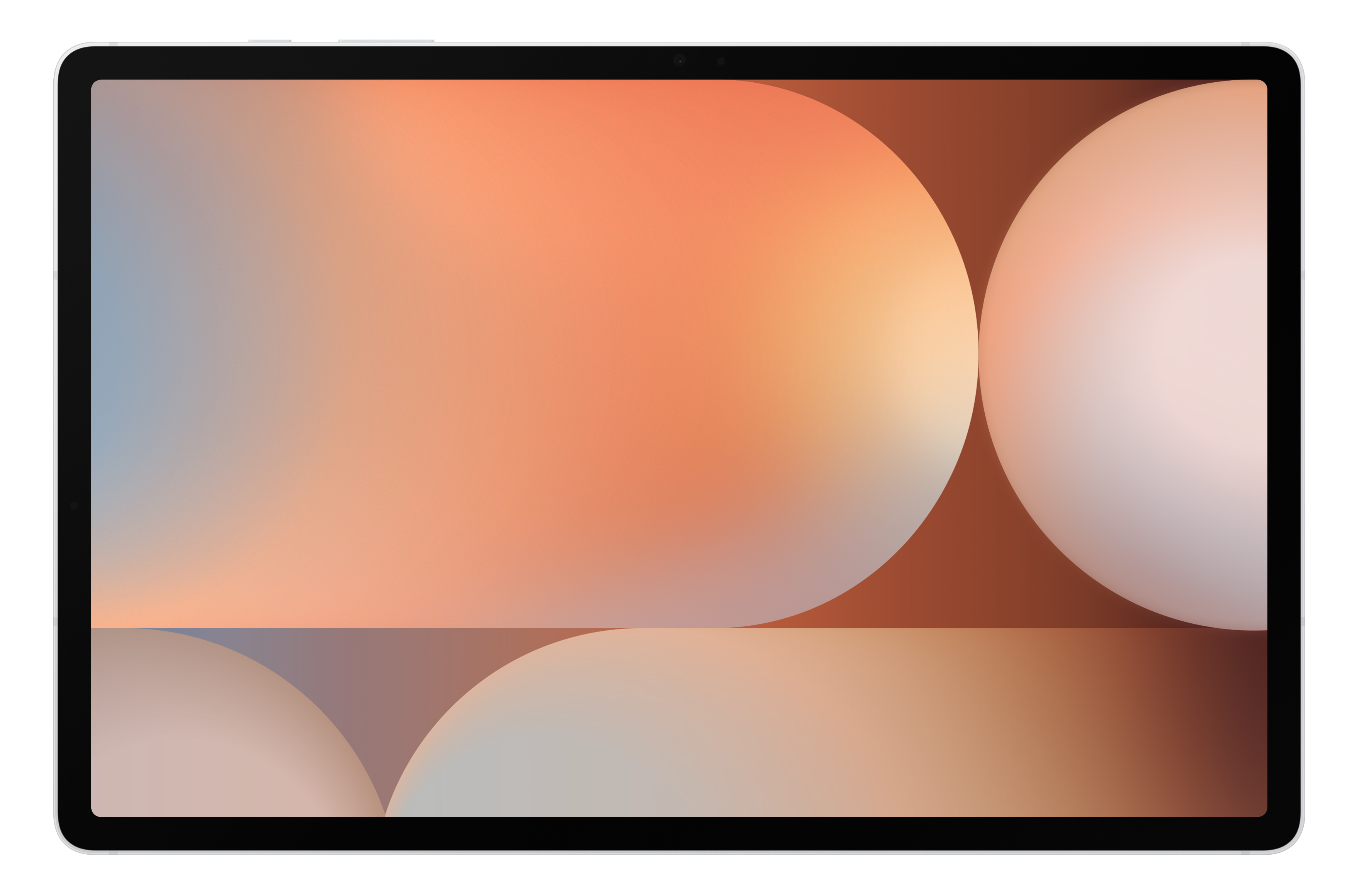 Tablet z kolorowym tłem. Wyświetlacz pokazuje gradient.
