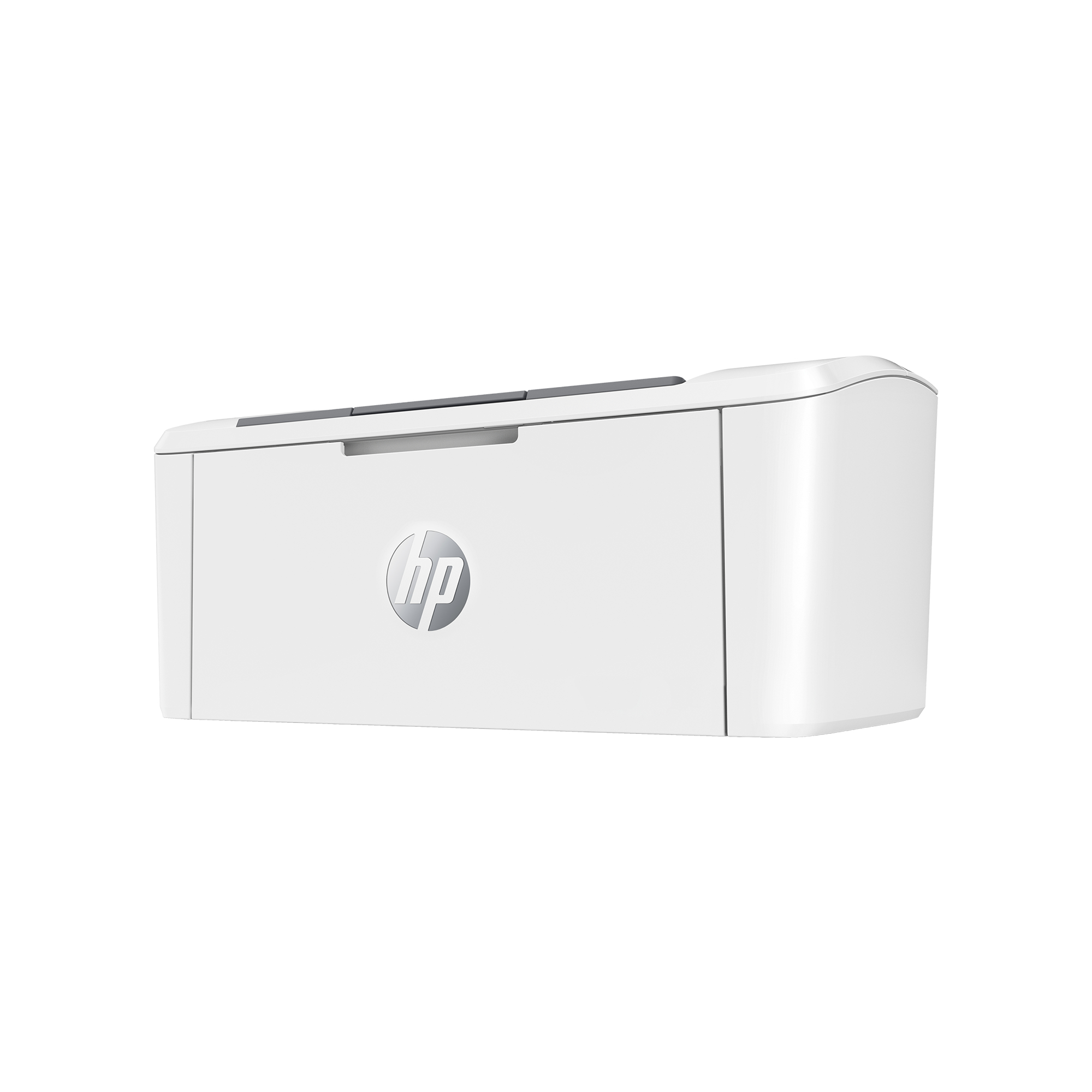 Weißer HP-Drucker auf weißem Hintergrund, mit HP-Logo.