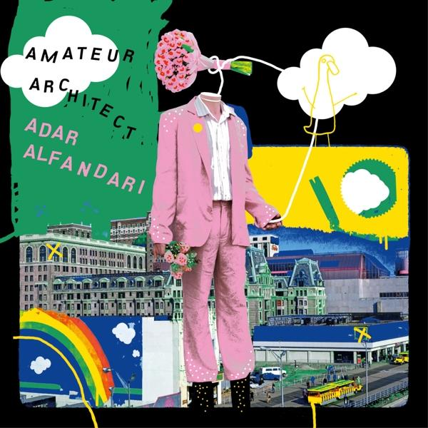 Künstlerische Illustration einer Person in einem rosa Anzug, die Blumen hält. Hintergrund.