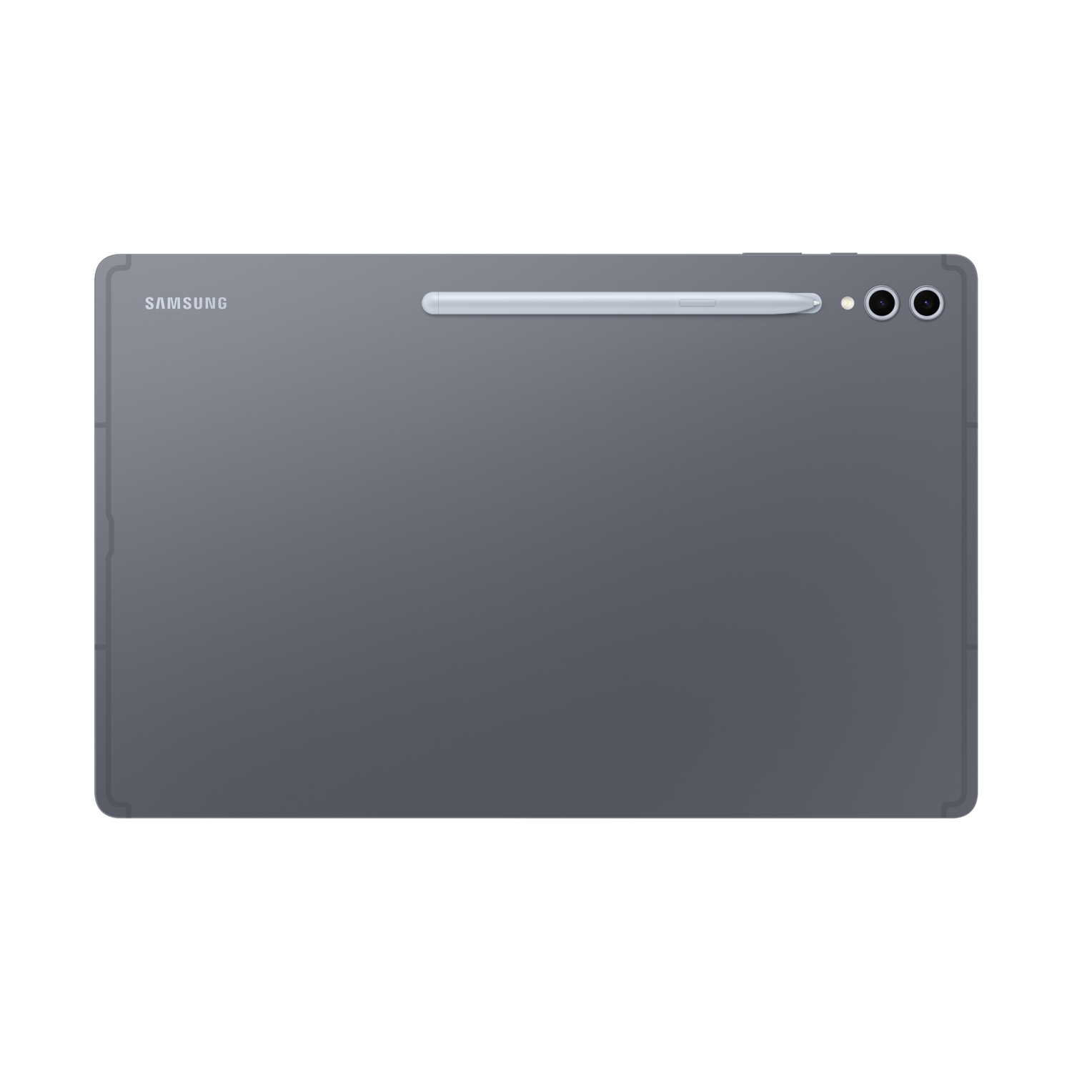 Grijze tablet met pen eraan, en twee camera's aan de achterkant.