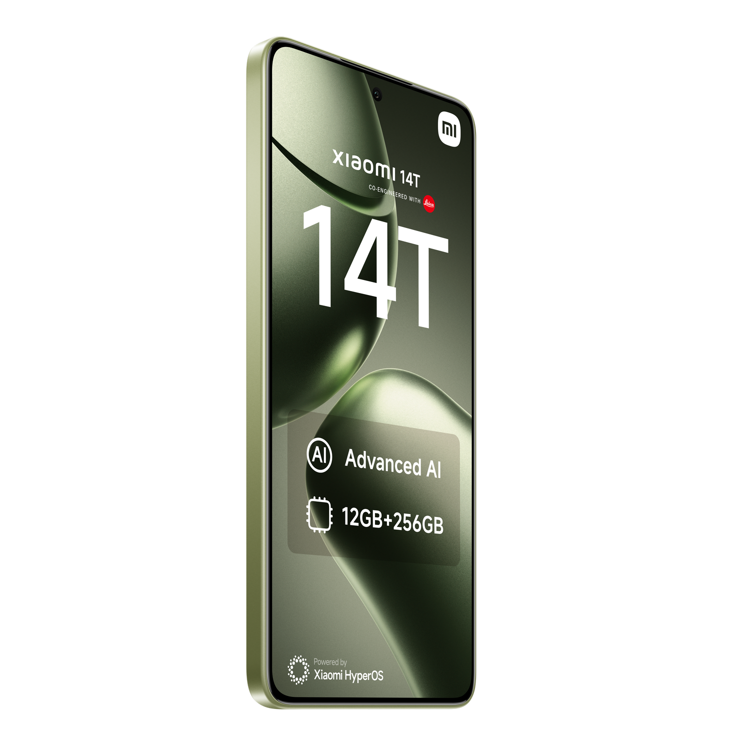 Teléfono verde con '14T' en pantalla.