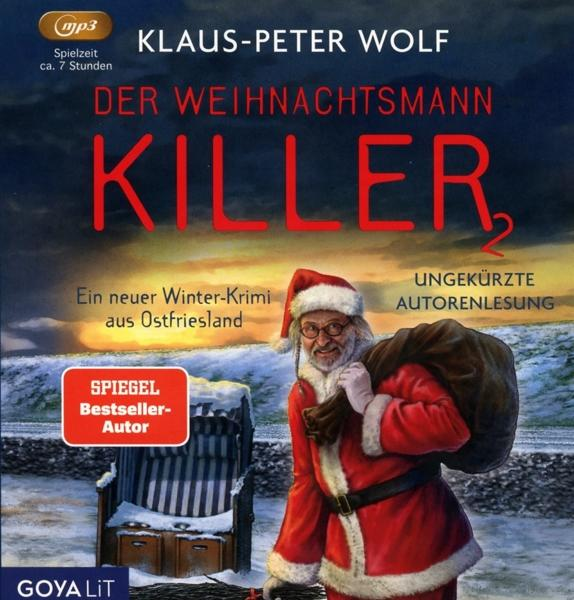 Buchcover von 'Der Weihnachtsmann Killer' mit dem Weihnachtsmann, der eine Tasche hält.