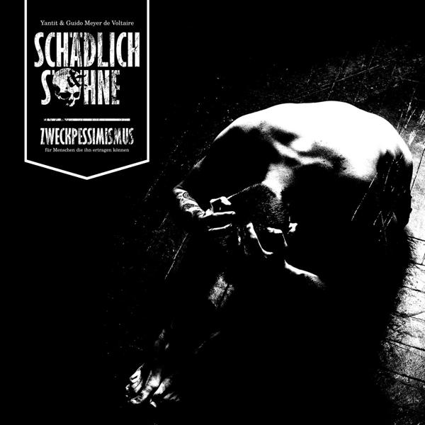 Albumcover für 'Schädlich Söhne' mit Person und dunklem Hintergrund.