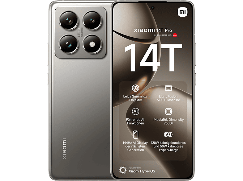 Xiaomi SIMフリースマートフォン 14T Pro12GB+512GB XIAOMI 14T Pro 512 GB Titan Gray bei MediaMarkt
