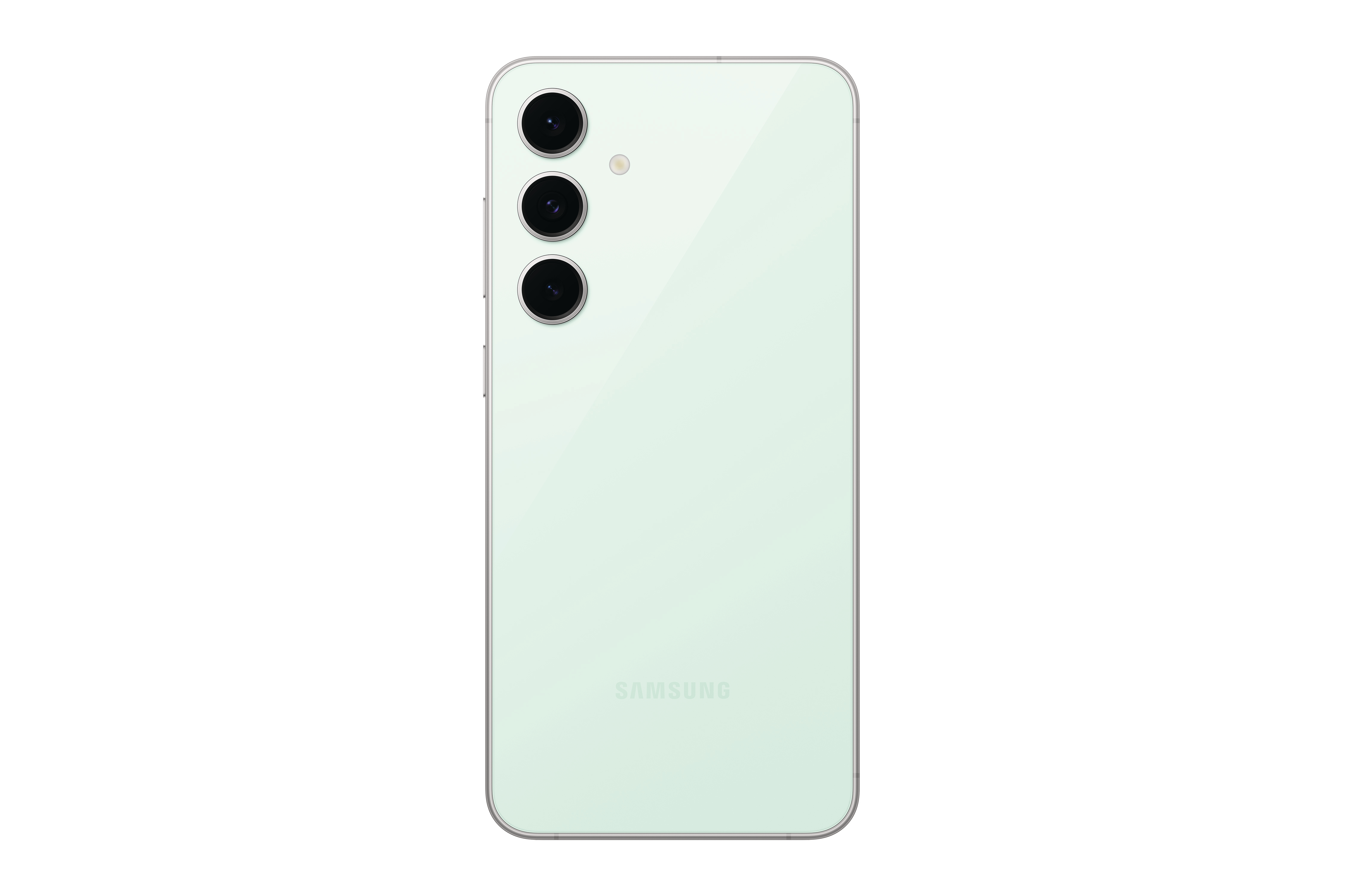 Smartphone-Rückseite mit drei Kameralinsen. Mintgrüne Farbe.