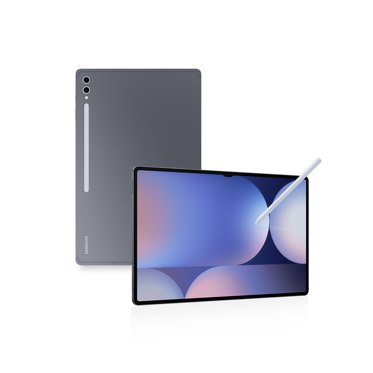 Ein Tablet und ein Eingabestift mit der Rückseite des Tablets im Hintergrund.