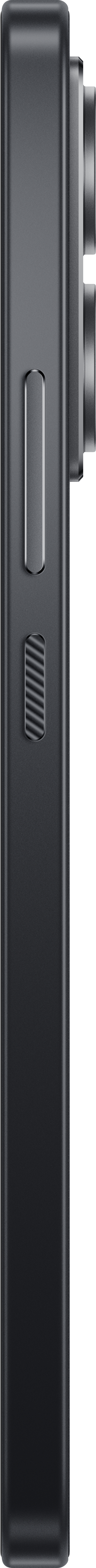 Schwarze Telefonseitenansicht mit Tasten und Kameramodul.