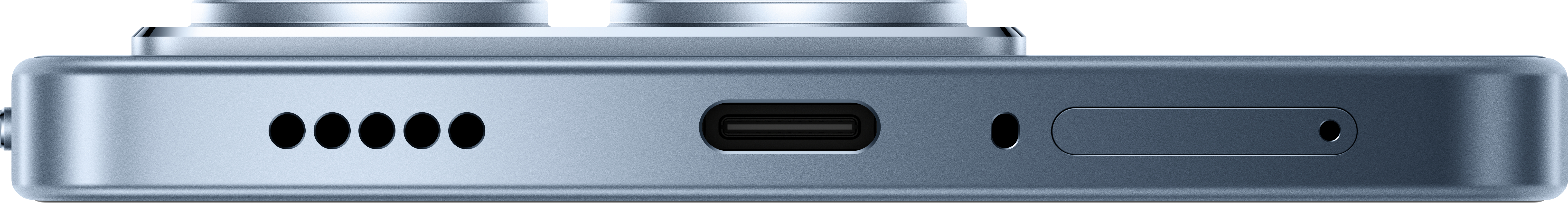 Unteransicht eines Telefons. Zeigt Lautsprecher, USB-C-Anschluss und Mikrofon.