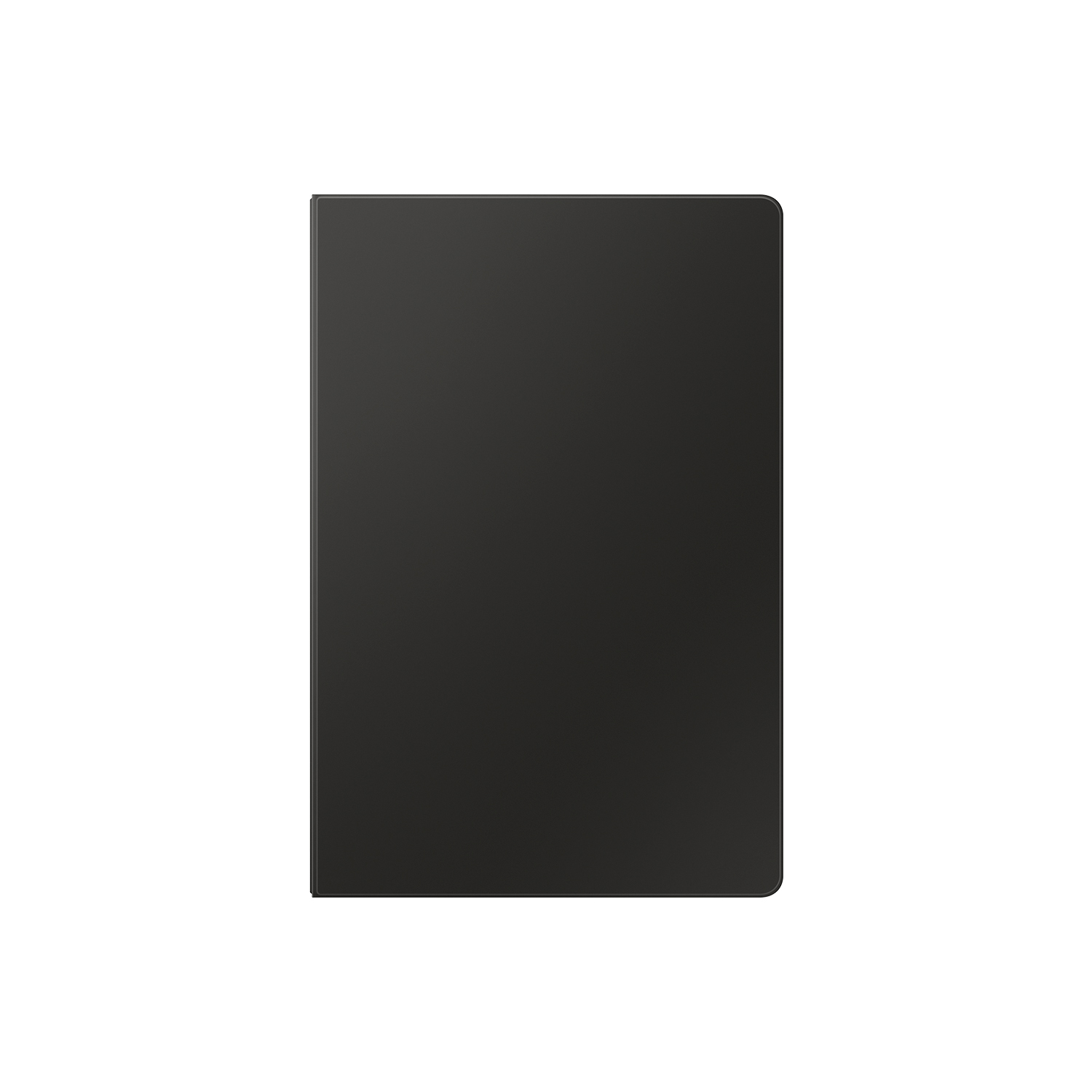 Un cuaderno negro cerrado con esquinas redondeadas sobre fondo blanco.