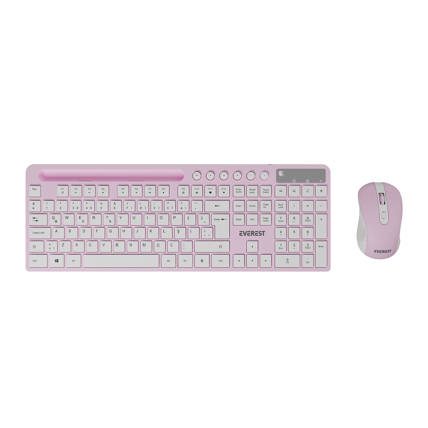 EVEREST KM-730 Kablosuz Q Multimedia Klavye + Mouse Set Pembe