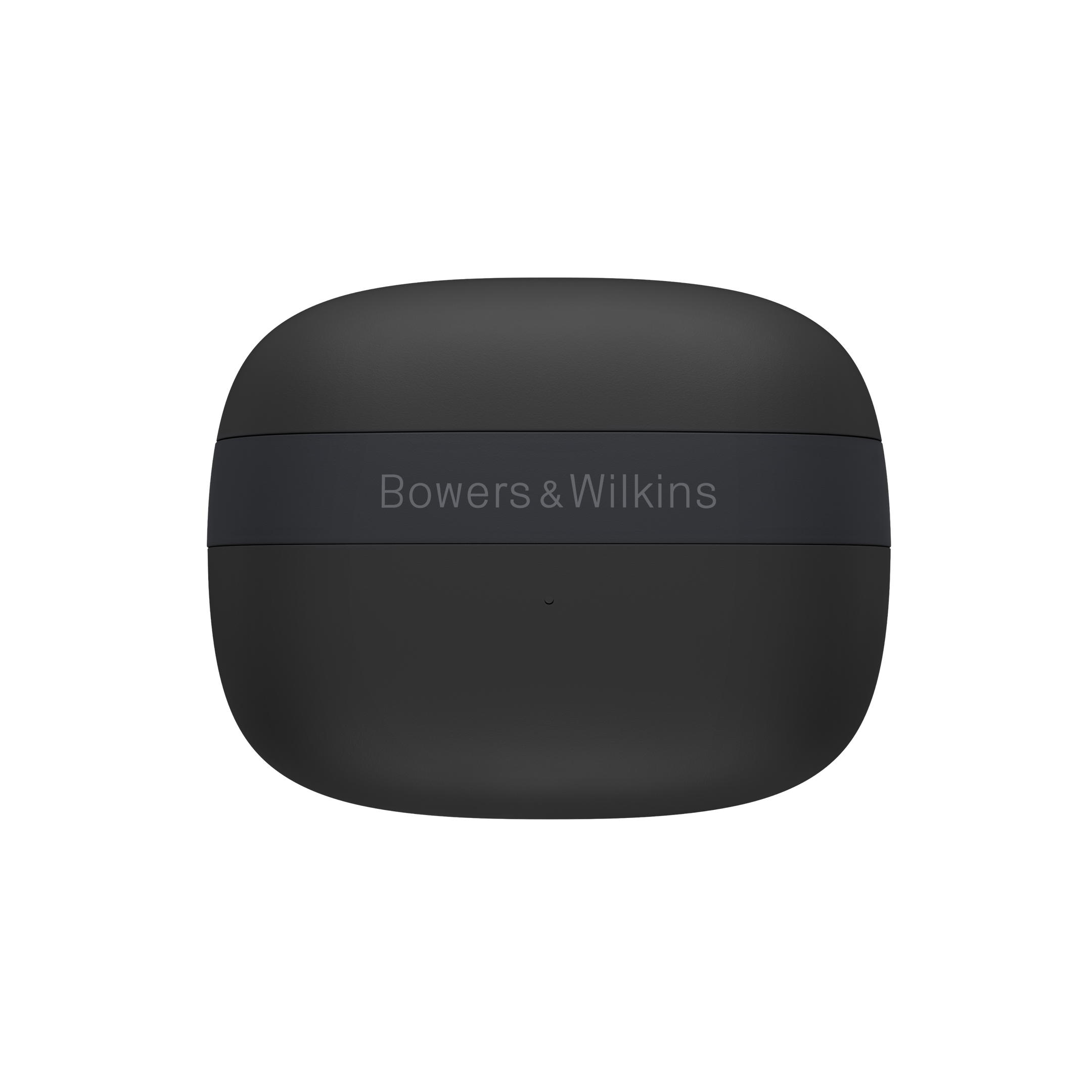 Ein schwarzes, abgerundetes Ladecase mit der Aufschrift 'Bowers & Wilkins'.