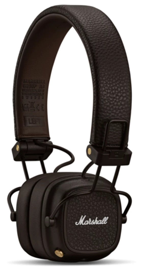 Czarne słuchawki Marshall, widok pod kątem.