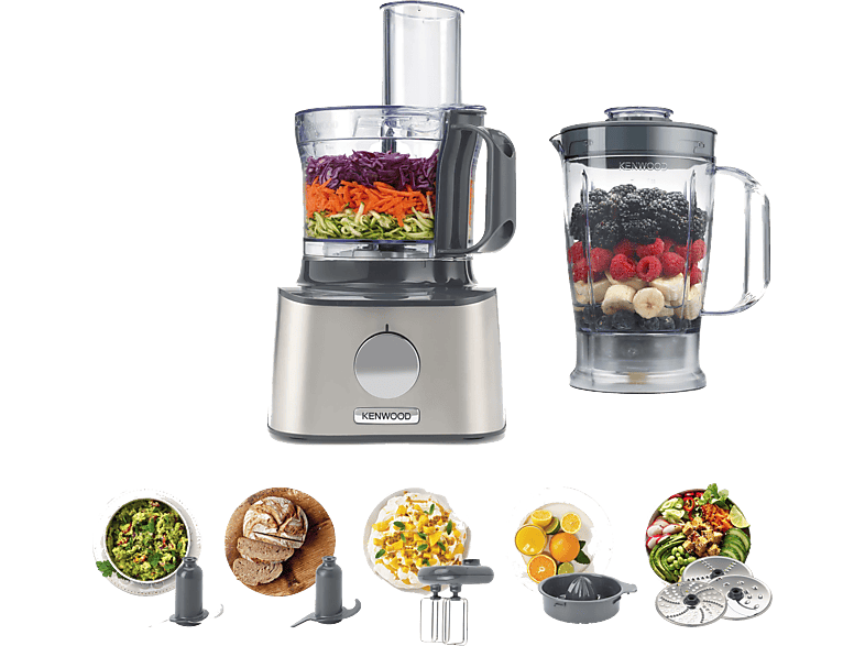 Kenwood Multipro Compact FDM301SS, 800 W, 2.1 L, 5 Funciones, 2 Velocidades, Plata