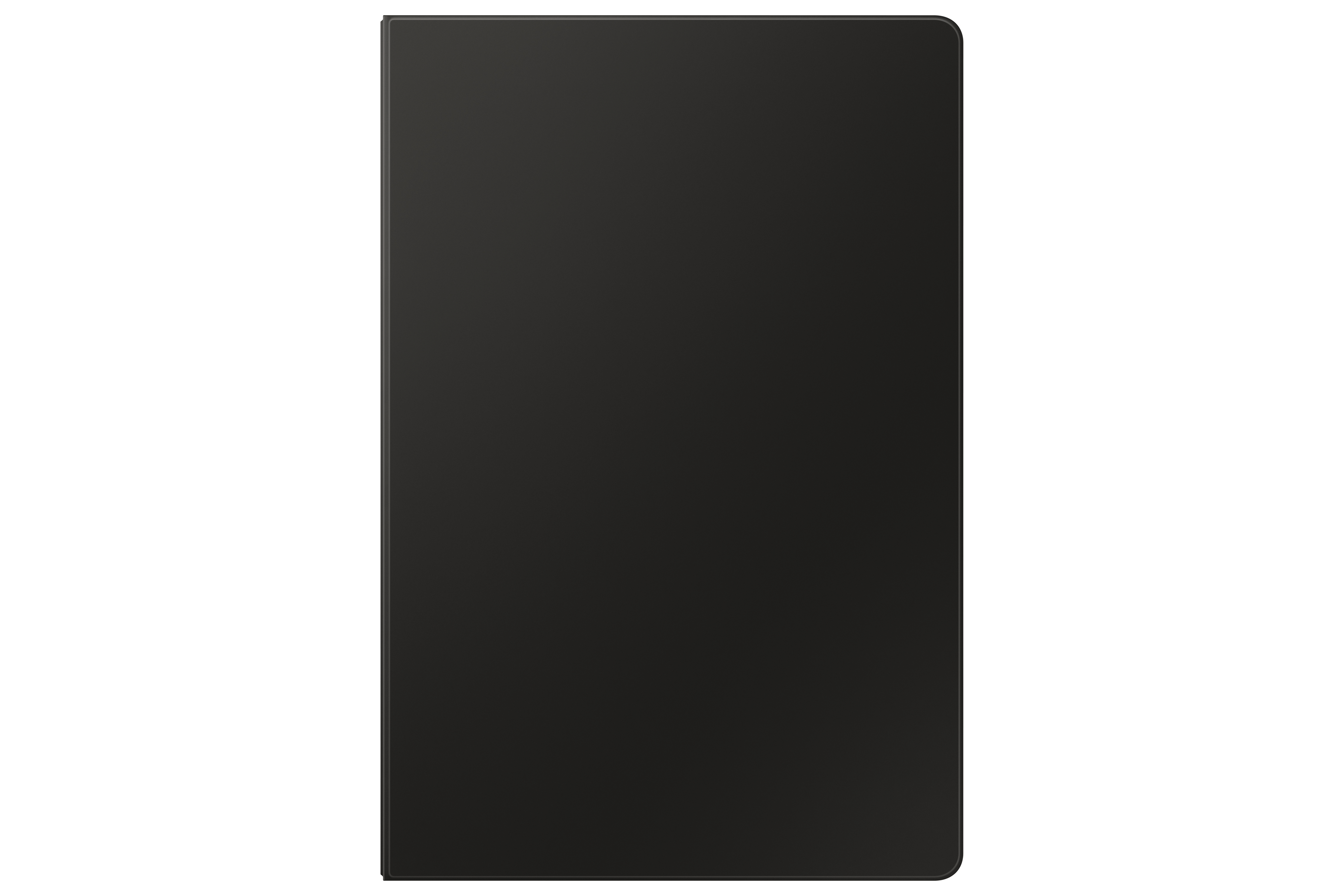 Ein schwarzes Tablet. Der Bildschirm ist ausgeschaltet, mit einer gebogenen Kante.