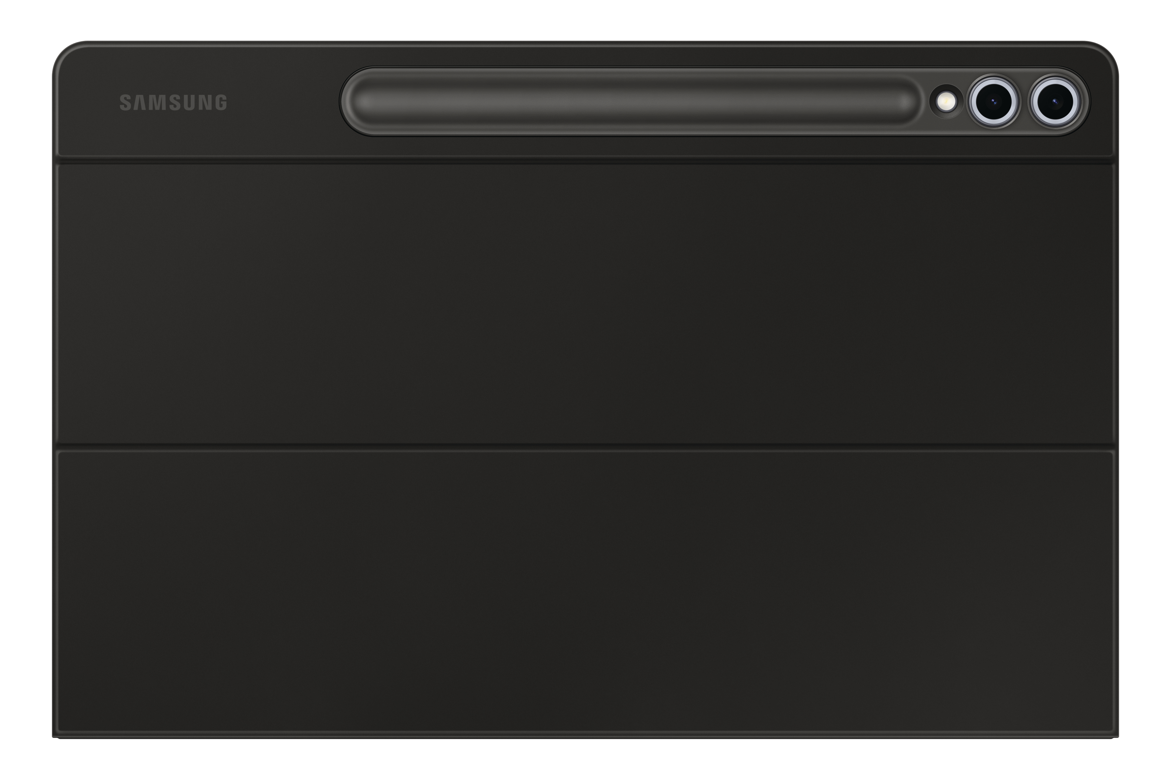 Eine schwarze Tablethülle mit Stifthalter.