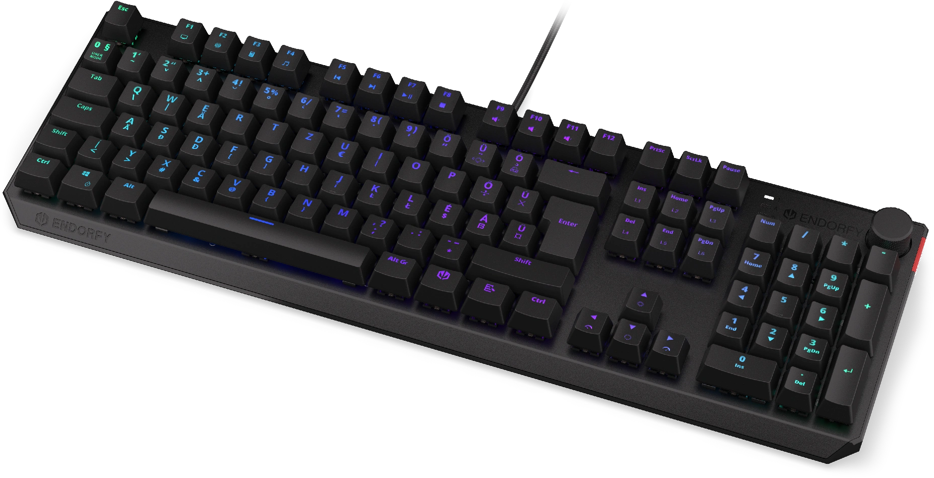 ENDORFY Thock vezetékes billentyűzet,RGB, Kailh Red mechanikus kapcsoló, Magyar kiosztás, fekete (EY5E010)