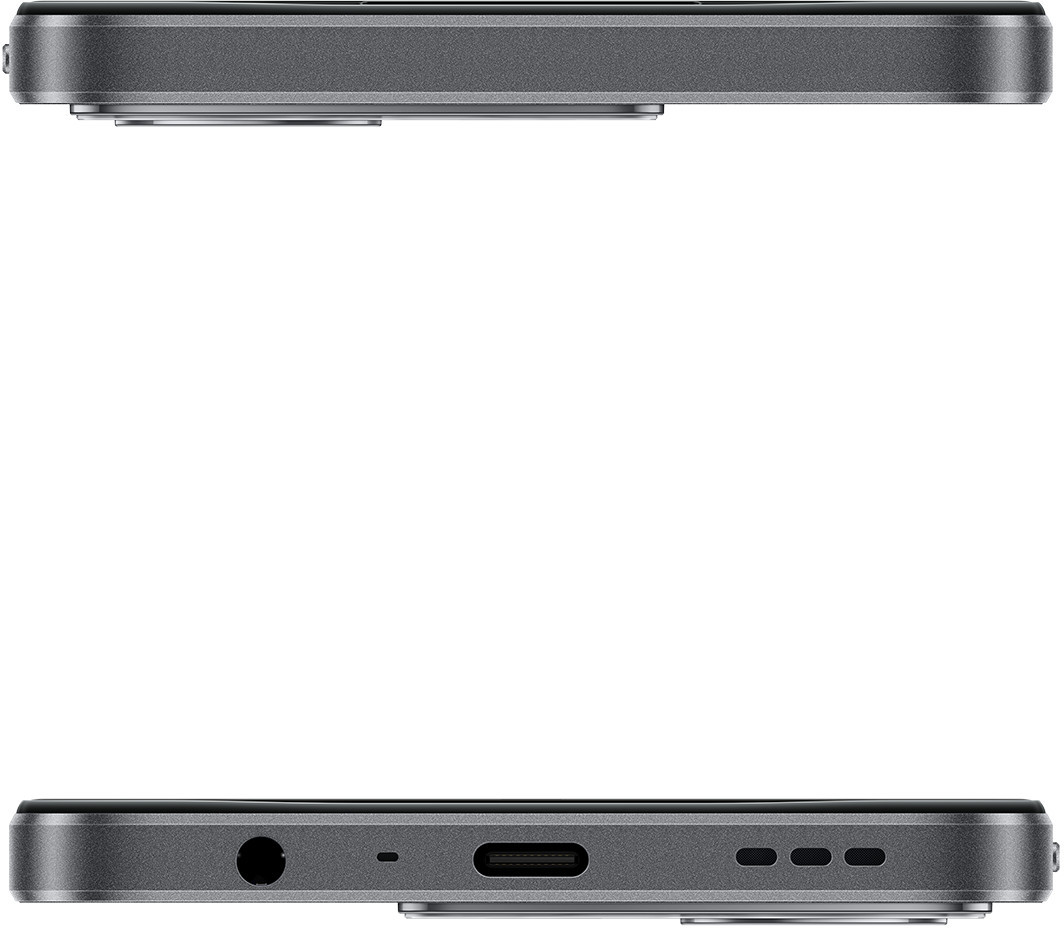 Dwie krawędzie telefonu. Górna krawędź ma aparat, a bok port ładowania, gniazdo słuchawkowe i przyciski.