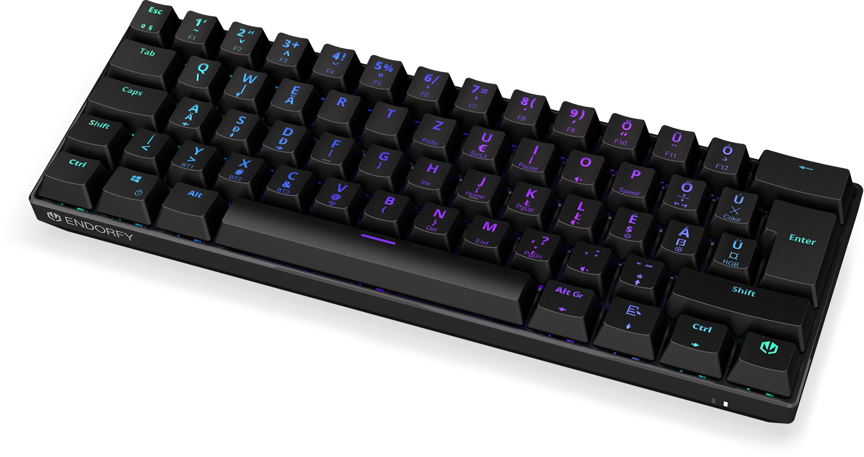 ENDORFY Thock Compact vezeték nélküli billentyűzet, RGB, Kailh Red mech. kapcsoló, Magyar, fekete (EY5E001)