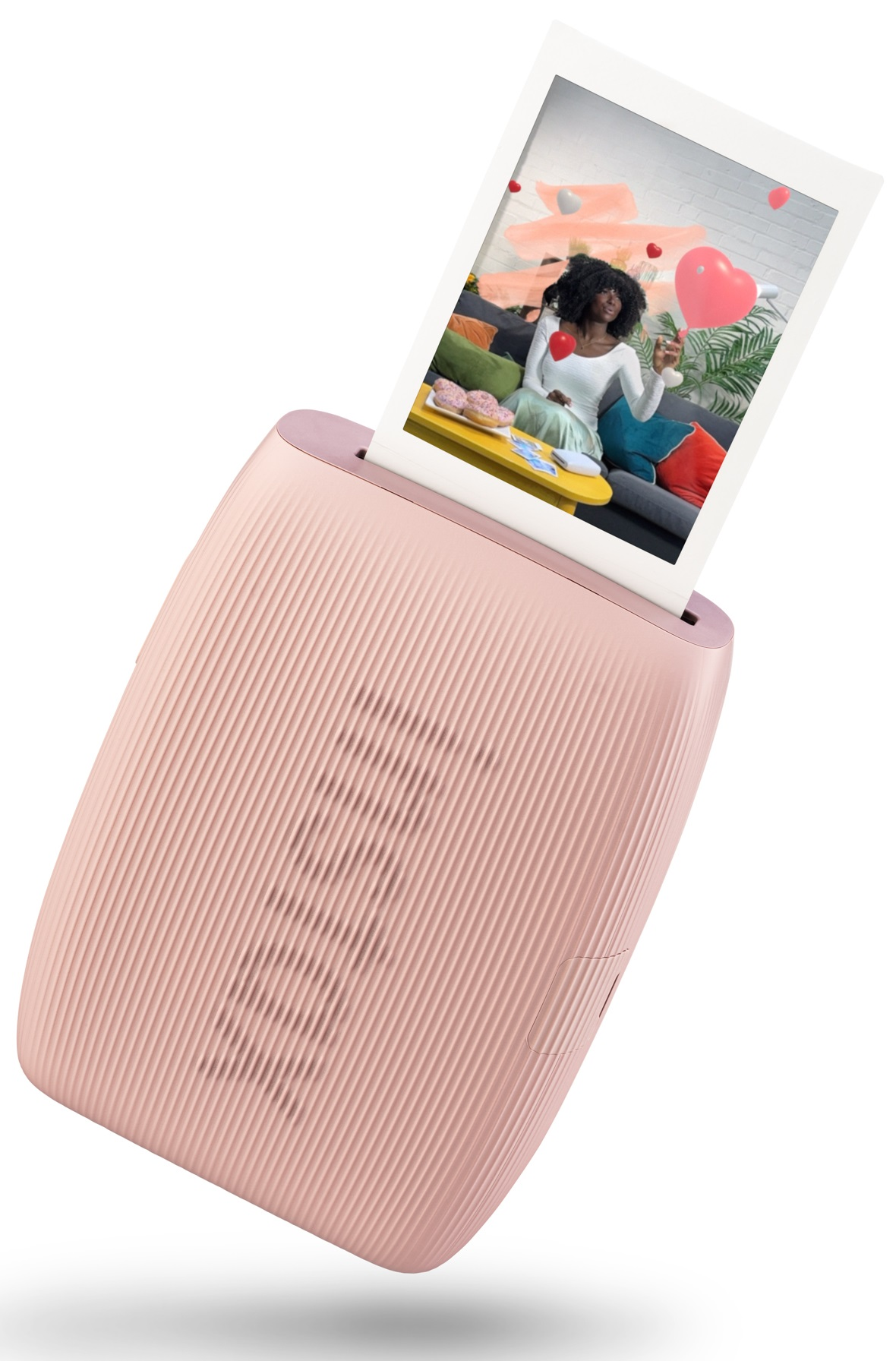 Różowa drukarka zdjęć.