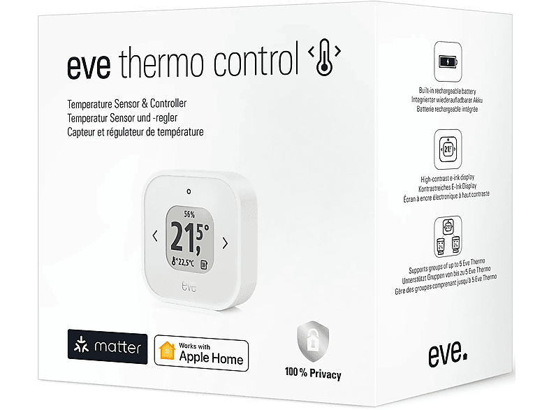Eve Thermo Control Matter – Temperatursensor & -regler, Weiß; Heizkörperthermostat — Foto 3 von 3