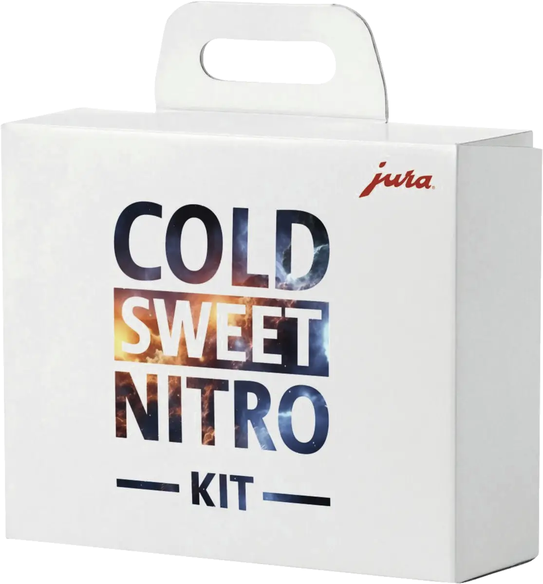 Una scatola bianca con manico. Ha stampato 'COLD SWEET NITRO KIT'.