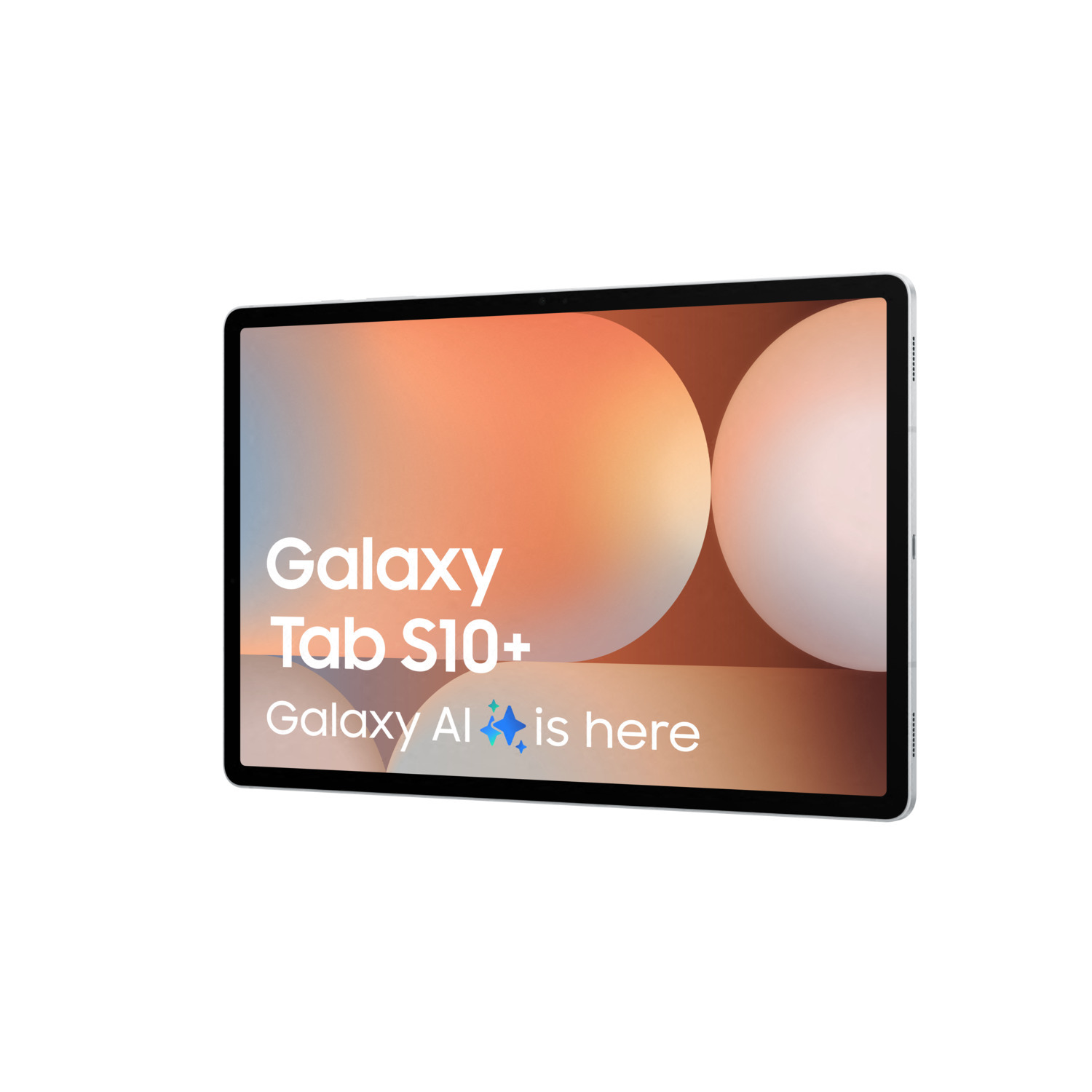 Tablette avec le texte 'Galaxy Tab S10+' et 'Galaxy AI is here'.