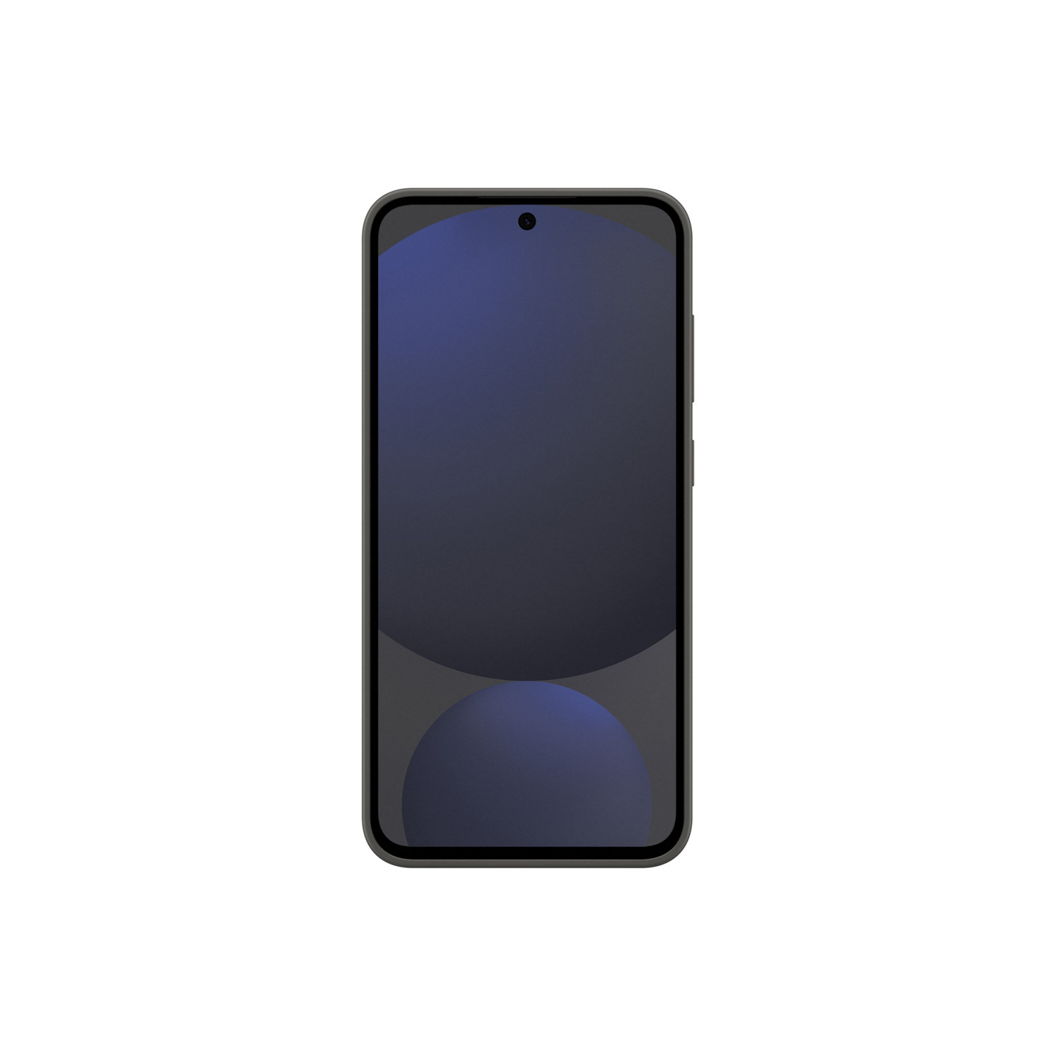 Donkergroene smartphone met een donkerblauw scherm en een enkele camera aan de voorkant.