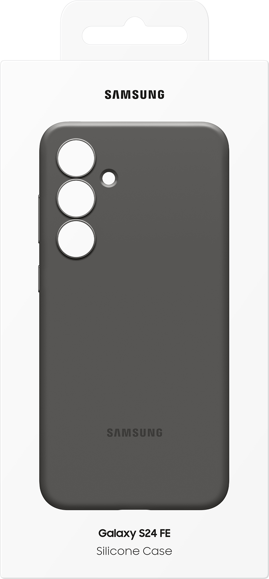 Telefonhülle in einer weißen Box mit Samsung-Logo und Galaxy S24 FE-Branding.