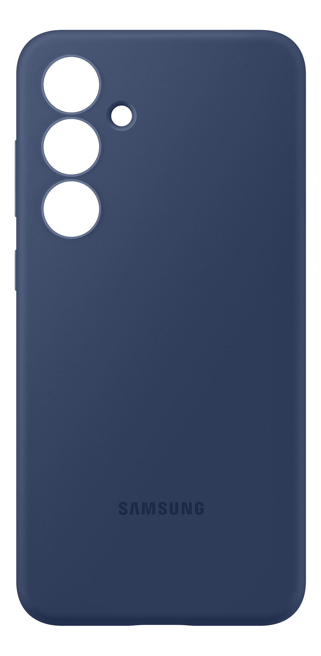 Dunkelblaue Samsung Handyhülle. Kameraausschnitte und Samsung-Logo sichtbar.