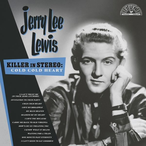 Albumcover für Jerry Lee Lewis, mit einem Schwarz-Weiß-Foto von ihm im Anzug.
