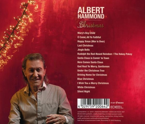 CD-Cover: Albert Hammond Weihnachtsalbum, mit Titelliste und lächelndem Mann.