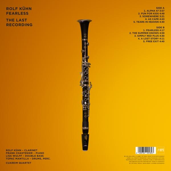 Albumcover mit schwarzer Klarinette und gelbem Hintergrund mit Text.