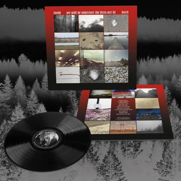 Vinyl-Schallplattenhülle mit Albumcover und Schallplatte auf grau-weißem Hintergrund.