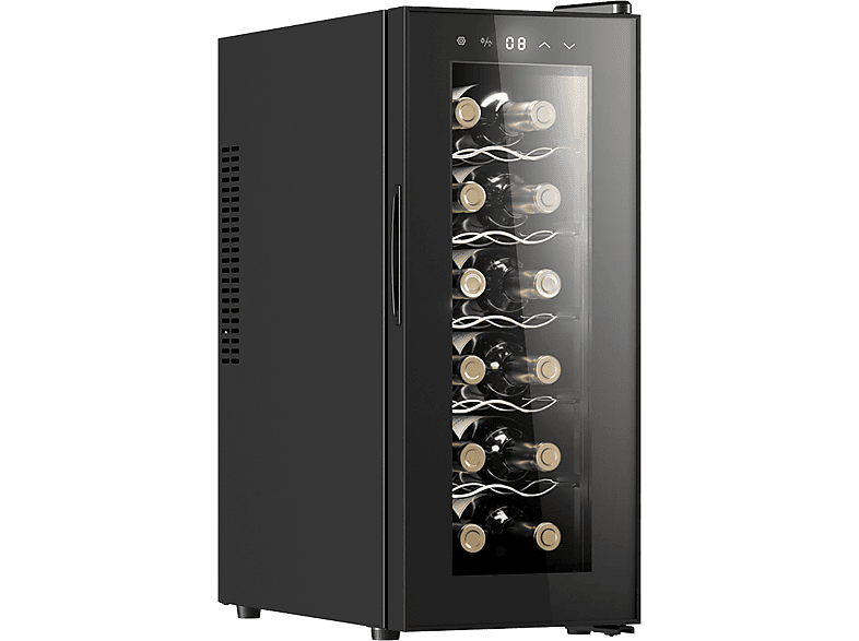 Vinoteca - Cecotec Bolero GrandSommelier 1250 CoolCrystal, Termoeléctrico, Capacidad 12 botellas, Temperatura regulable, Luz LED interior, Black