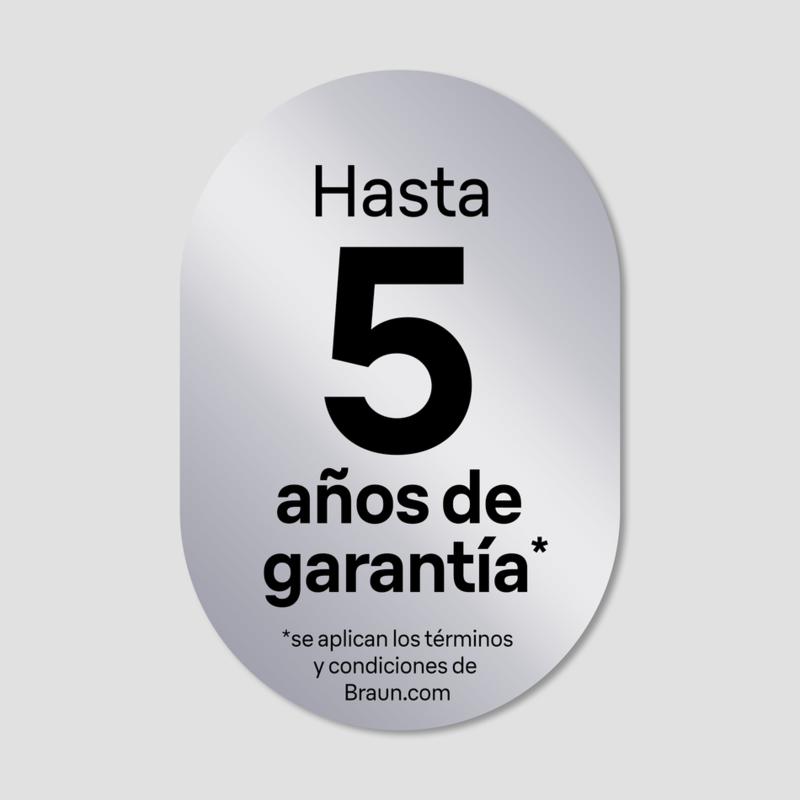 Hasta 5 años de garantía. Se aplican términos y condiciones de Braun.com