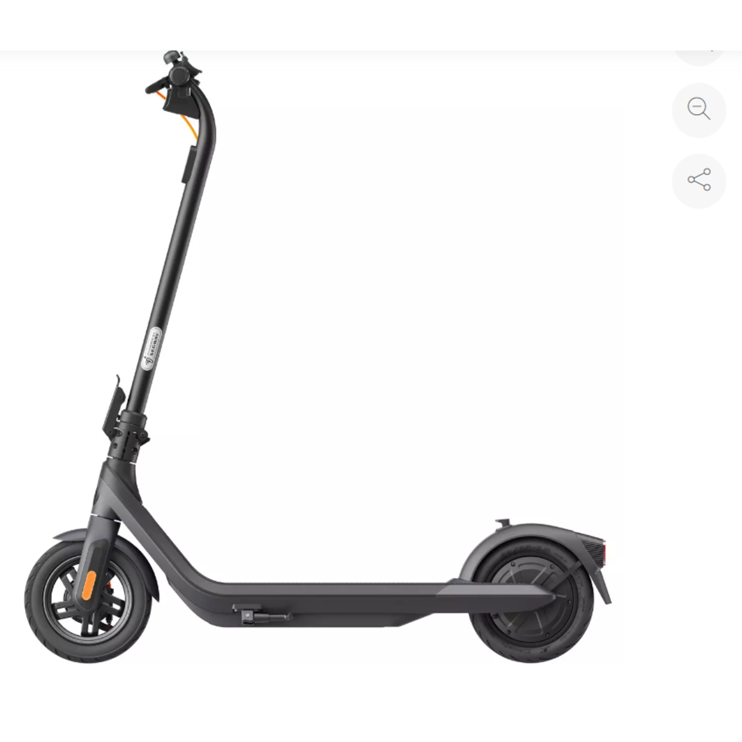 Trottinette électrique : grise, design moderne, avec un fond blanc.