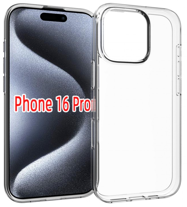 CASE AND PRO iPhone 16 Pro vékony TPU szilikon hátlap, átlátszó (TPU-IPH16PR-TP)