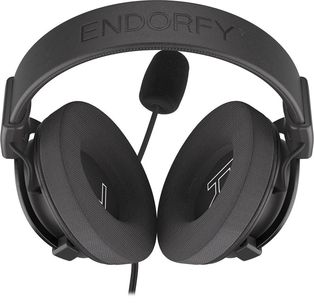 Fekete gamer headset mikrofonnal. Az Endorfy logója látható felül.
