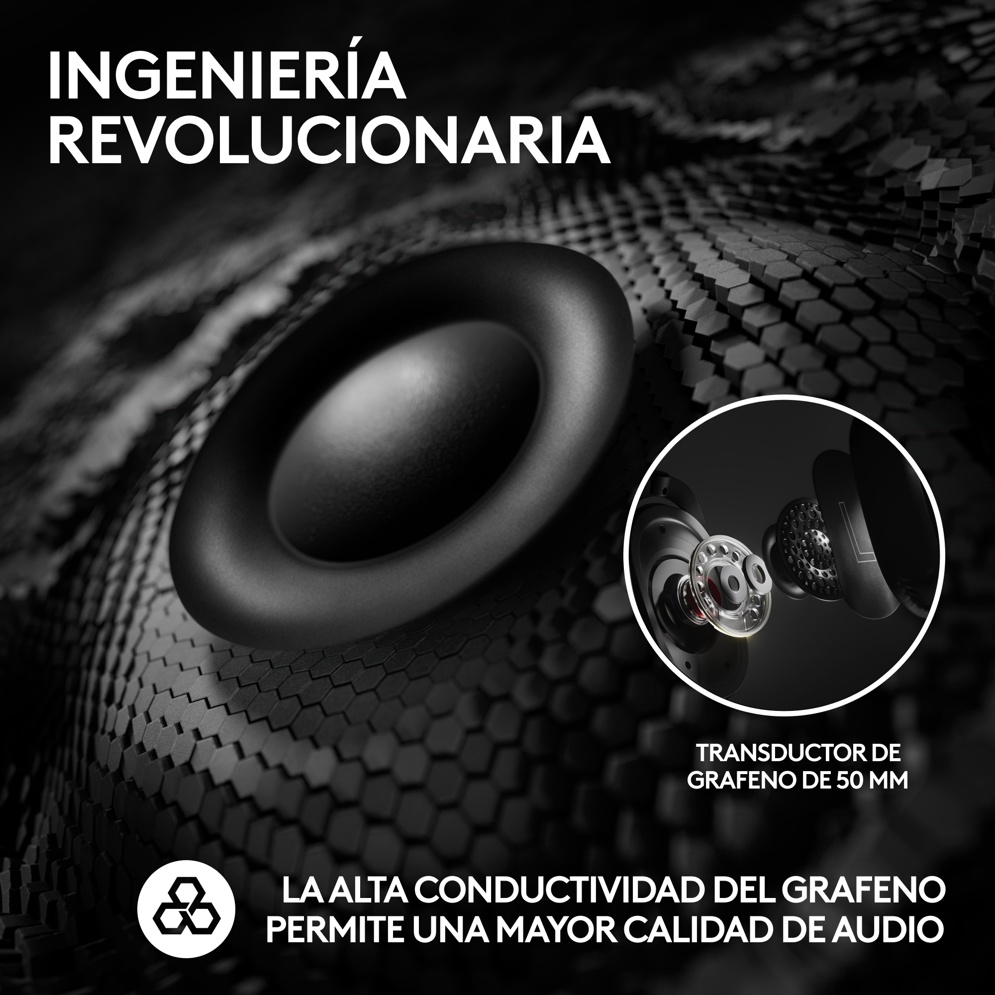 Un auricular con componentes internos detallados y un fondo texturizado.