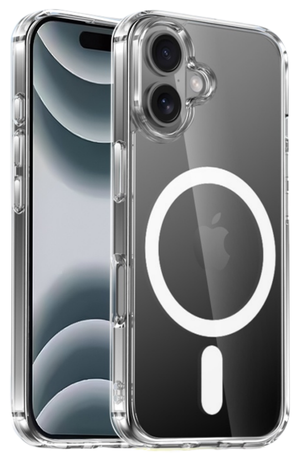 CASE AND PRO iPhone 16 Plus mágneses szilikon tok, átlátszó (MAG-IPH16P-TP)