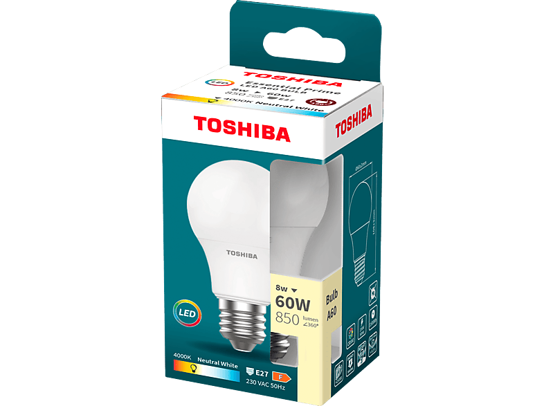 Żarówka LED TOSHIBA Essential Prime A60 850lm 8W 40000K E27 – zdjęcie 3