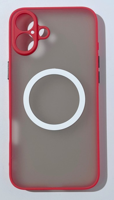 CASE AND PRO iPhone 16 Plus mágneses műanyag tok, piros-fekete (MATTMIPH16P-RBK)