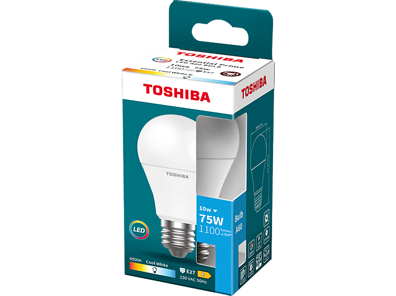Żarówka LED TOSHIBA Essential A60 1050lm 10W 6500K E27 – zdjęcie 2
