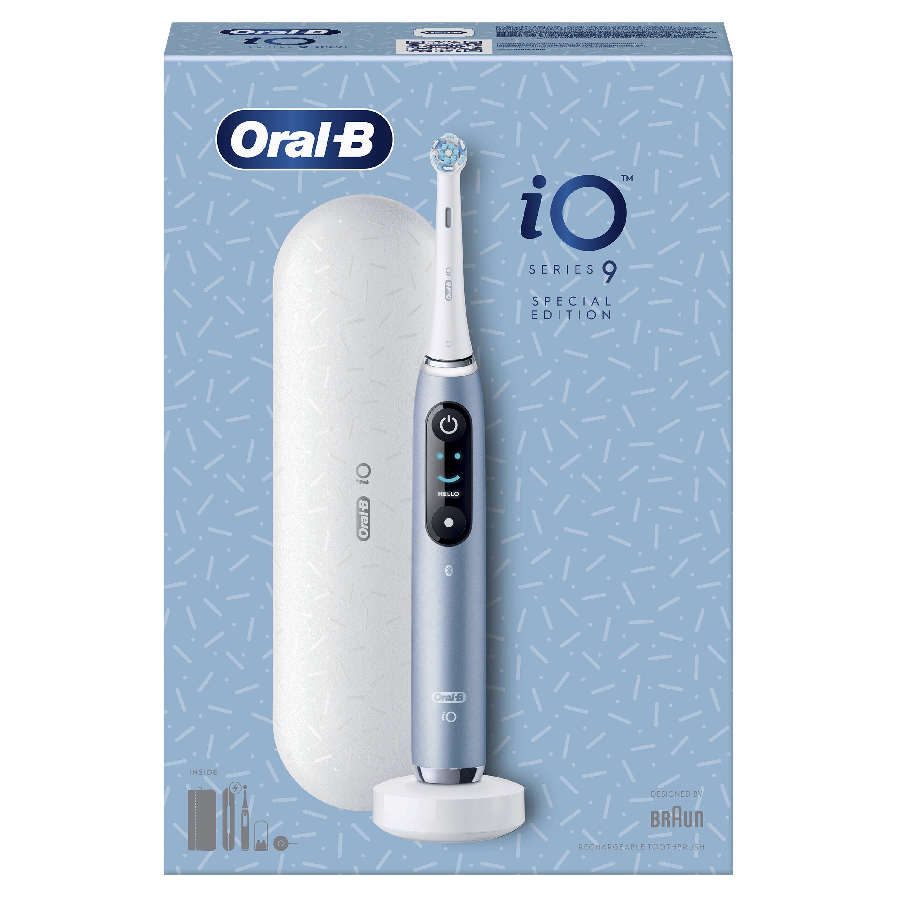 Oral-B iO Series 9 fogkefe, tokkal és töltőállvánnyal.