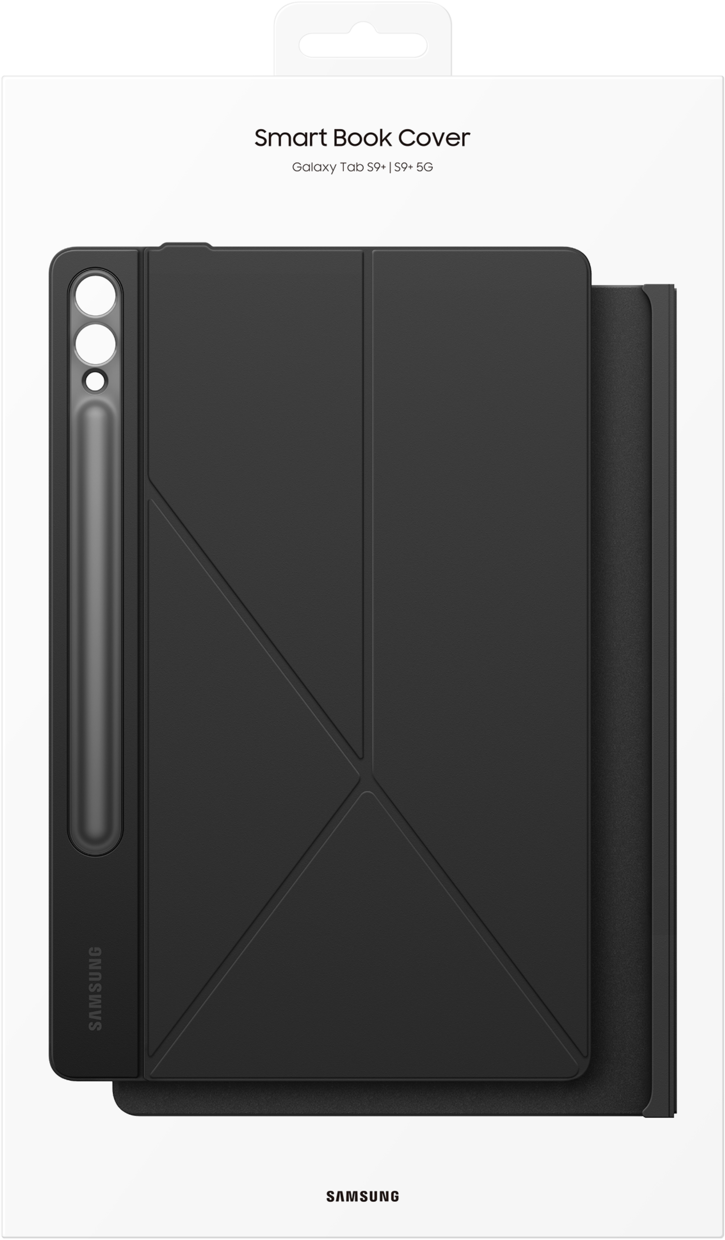Housse de tablette Samsung noire sur fond blanc.