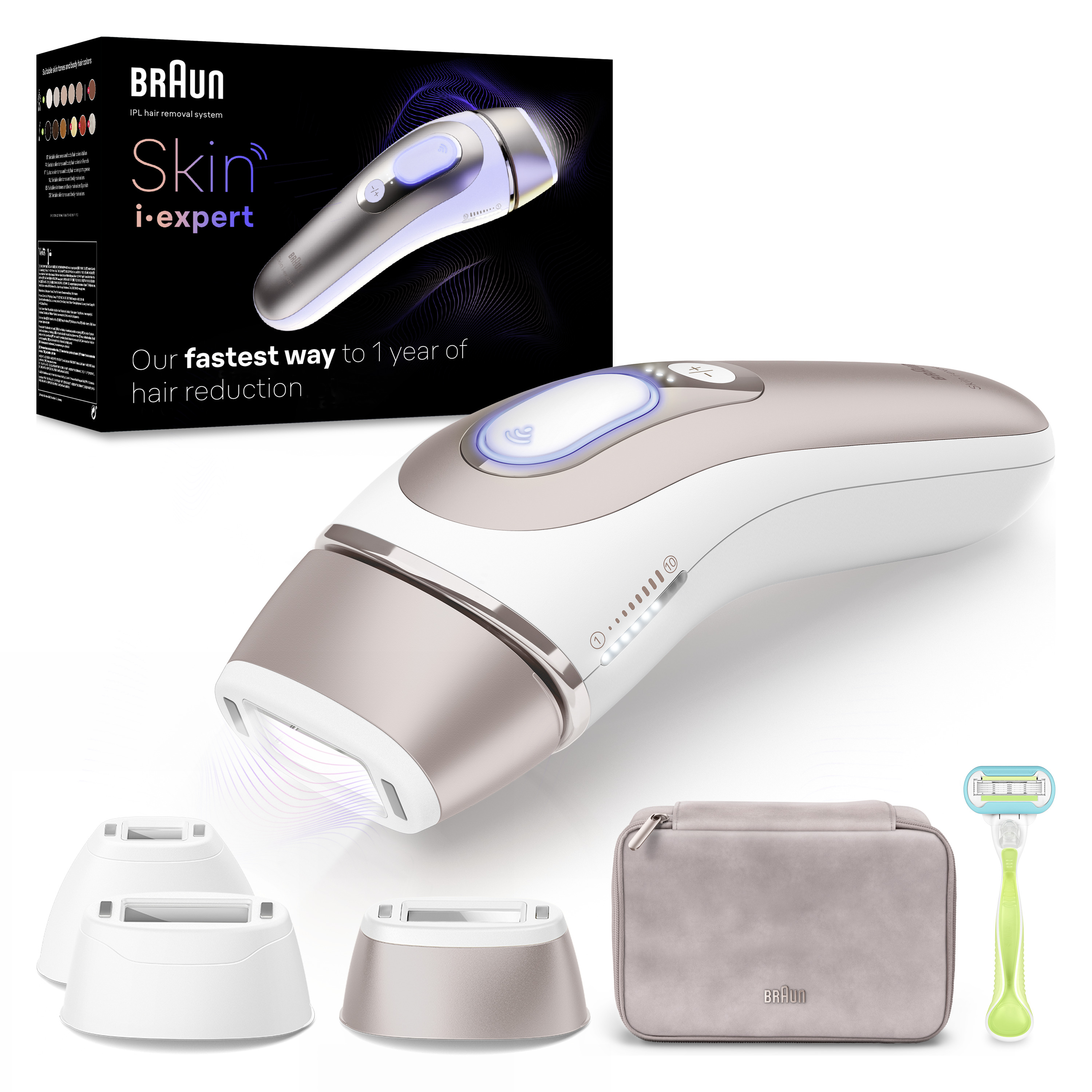 Braun Skin i-expert epilátor k észlet tartozékokkal és csomagolással.